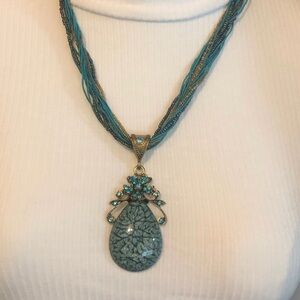 Vintage Necklace with Multi-Strand Chain and Antique Pendant